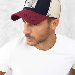 Casquette Trucker avec motif loup pour hommes, tendance moderne