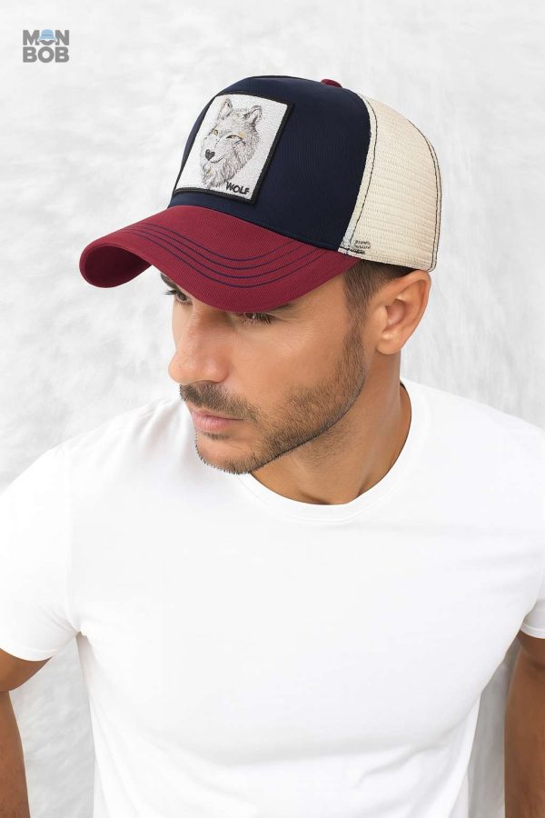 Casquette Trucker avec motif loup pour hommes, tendance moderne