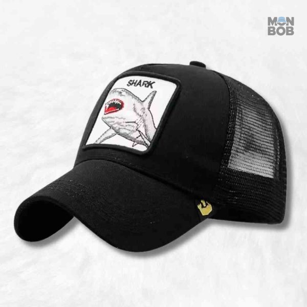 Casquette Trucker noire pour homme avec motif requin