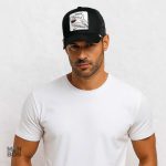 Casquette Trucker homme, design requin, couleur noire