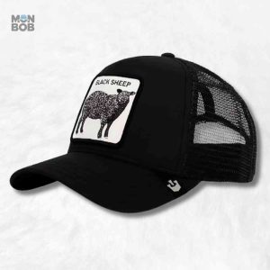 Casquette Trucker Mouton noire, style décontracté et tendance