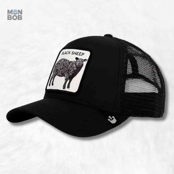 Casquette Trucker Mouton noire, style décontracté et tendance