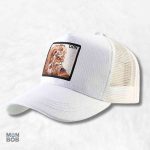 Casquette Trucker Lion blanche au design unique