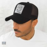 Casquette noire style Trucker avec motif loup