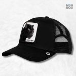 Casquette Trucker noir avec motif panthère