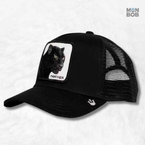 Casquette Trucker noir avec motif panthère