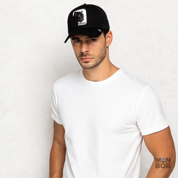 Casquette Trucker avec design panthère en noir