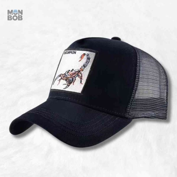 Casquette Trucker noire avec motif scorpion
