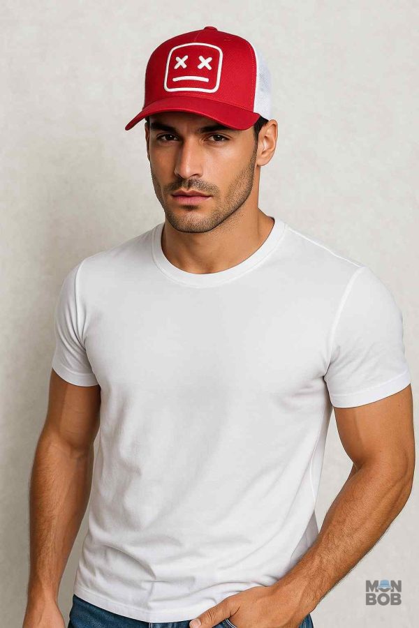 Casquette Trucker avec logo Smiley en rouge