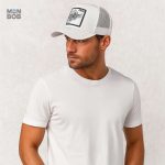 Casquette blanche style Trucker avec motif taureau