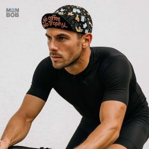 Casquette cyclisme avec slogan motivant pour les amateurs de café