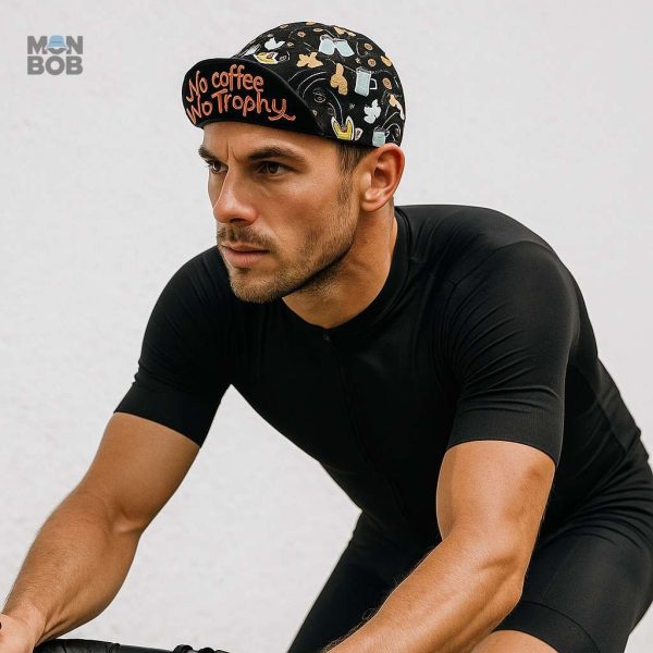 Casquette cyclisme avec slogan motivant pour les amateurs de café
