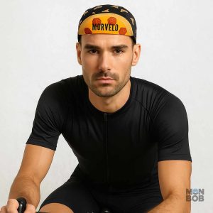 Casquette de vélo amusante avec motif pizza coloré