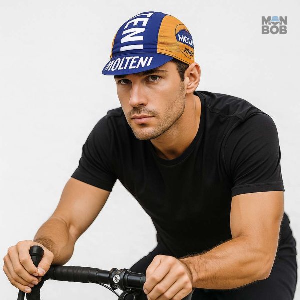 Casquette bleu pour vélo avec design Molteni