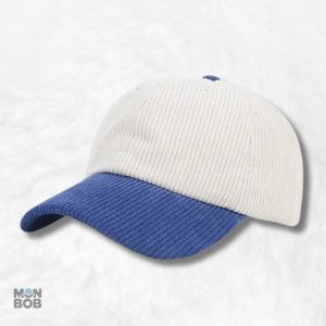 Casquette bicolore en velours côtelé bleu