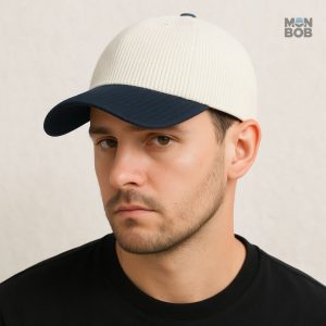 Casquette Côtelé Marine en velours, style bicolore unique