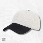 Casquette bicolore en velours côtelé noir élégante