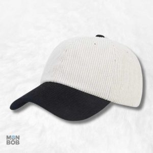 Casquette bicolore en velours côtelé noir élégante