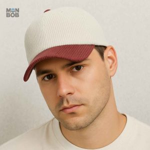 Casquette velours rouge style bicolore