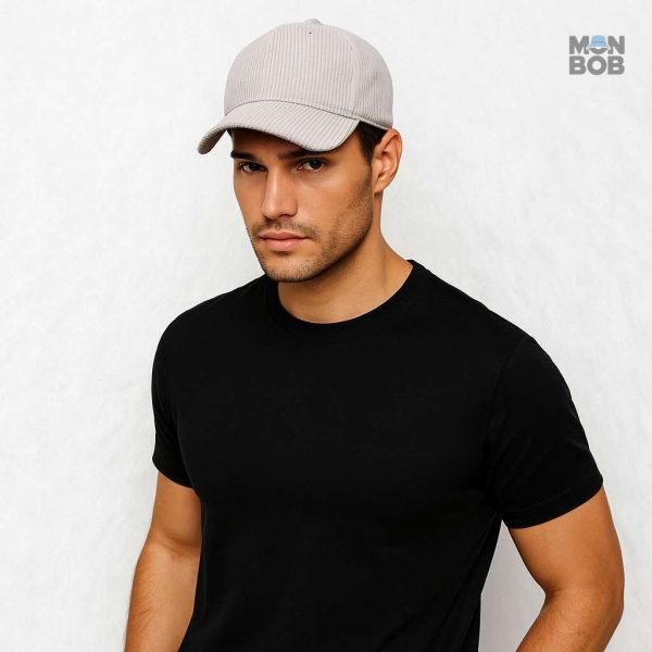 Casquette gris clair en velours côtelé