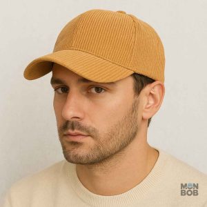 Casquette jaune moutarde en velours côtelé stylé
