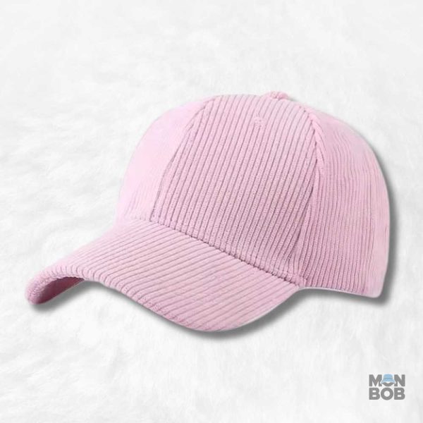 Casquette velours côtelé rose tendance et élégante