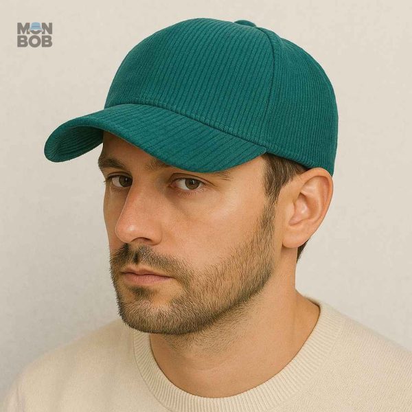 Casquette en velours côtelé, couleur vert sapin