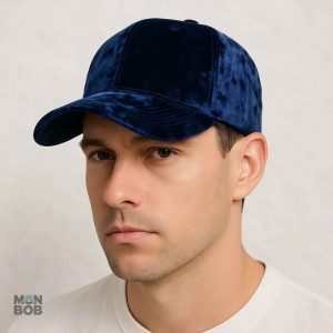 Casquette en velours bleu pour un style raffiné