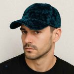 Casquette en velours de soie, teinte bleu canard chic