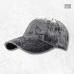Casquette en velours de soie gris