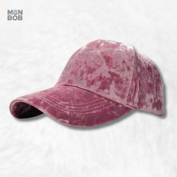 Casquette Velours Rose en Soie