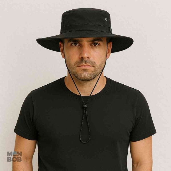Chapeau Noir Anti-UV pour hommes, idéal en extérieur