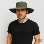 Accessoire de mode outdoor : chapeau anti-UV vert pour homme