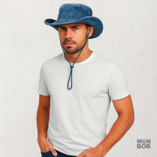 Chapeau bleu pour aventurier, idéal pour les activités en plein air