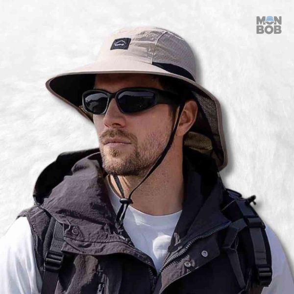 Bob beige avec protection nuque, accessoire tendance pour l'été