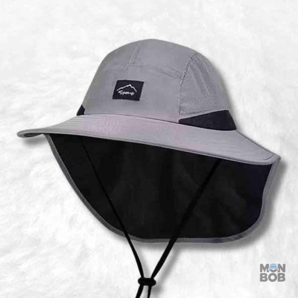 Chapeau Bob gris avec protège nuque pour un style décontracté