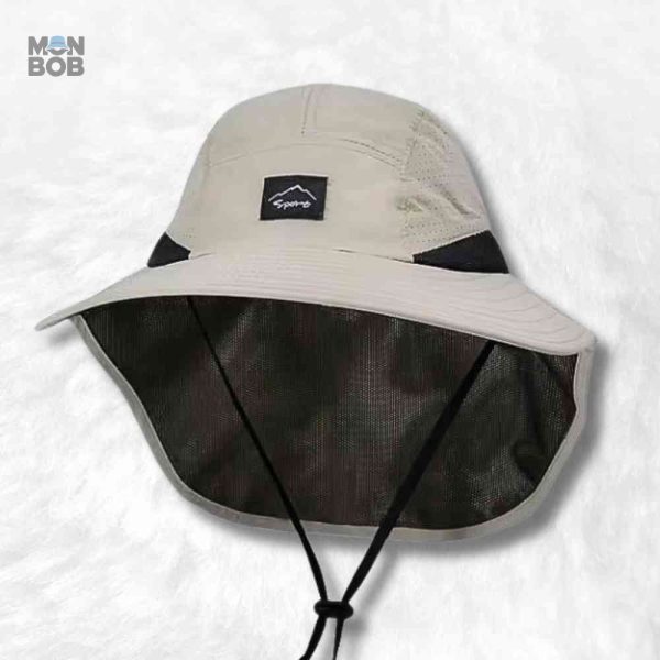 Chapeau Bob taupe avec protège nuque