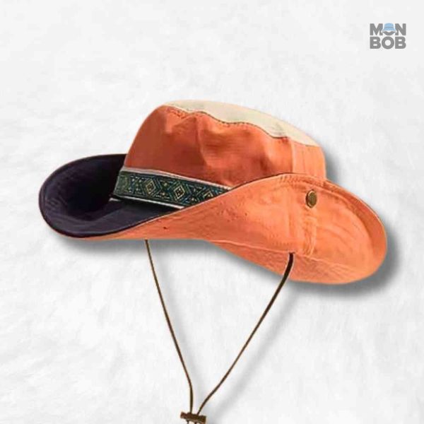 Bob randonnée orange avec motif ethnique