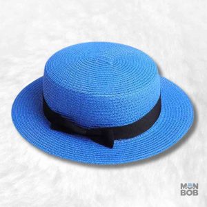 Chapeau Canotier de Paille bleu élégant pour l'été