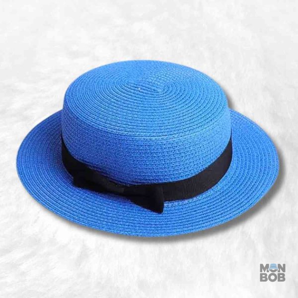 Chapeau Canotier de Paille bleu élégant pour l'été