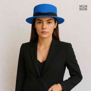 Chapeau de Paille bleu léger et stylé pour les journées ensoleillées