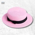 Chapeau Canotier de Paille rose élégant pour l'été