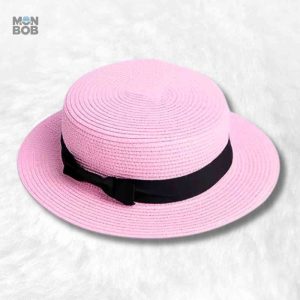 Chapeau Canotier de Paille rose élégant pour l'été