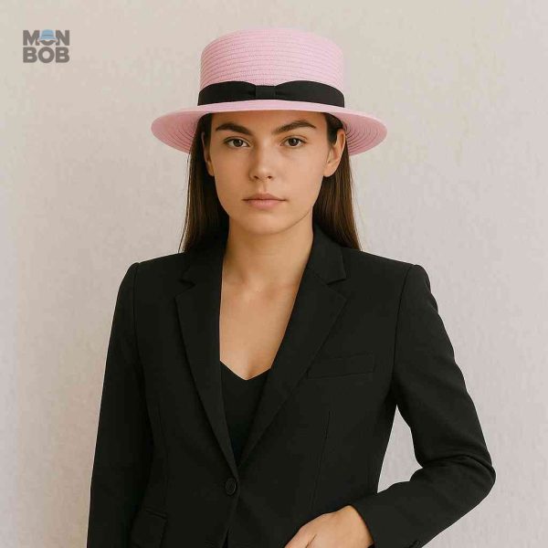 Chapeau de Paille rose idéal pour les journées ensoleillées