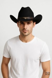 Chapeau noir pour cowboy, accessoire incontournable