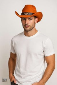 Chapeau de Cowboy orange traditionnel