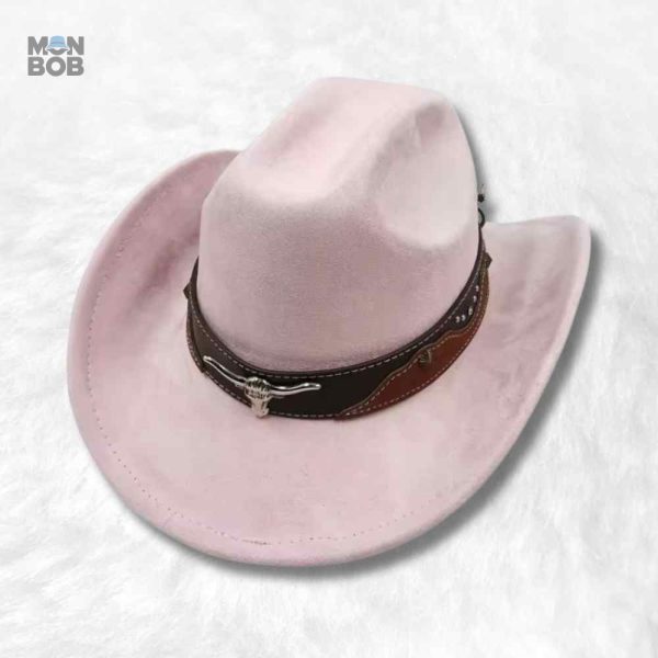 Chapeau Cowboy Authentique rose en style classique