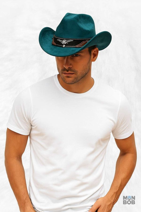 Chapeau de Cowboy vert, accessoire western tendance