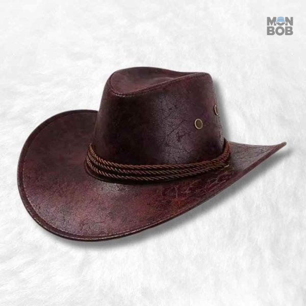 Chapeau Cowboy en cuir marron élégant et intemporel