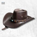 Chapeau Cowboy en cuir marron pour femme